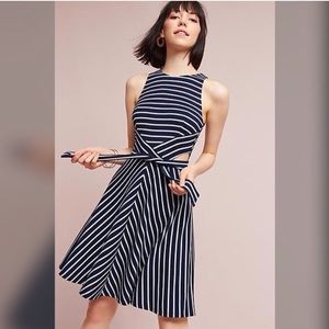 Anthro Navy & White fit and flare dress